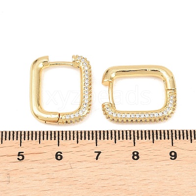 Rectangle Brass Clear Cubic Zirconia Stud Earrings EJEW-A156-12B-G-1