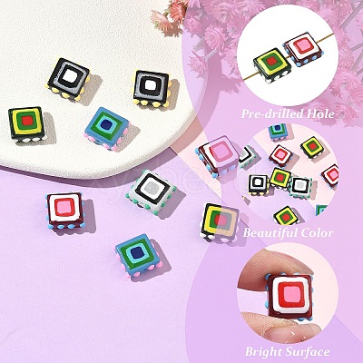10Pcs 5 Colors Painted Glass Beads Enamel Beads LAMP-YW0001-95-1