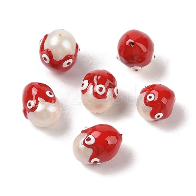 Natural Cultured Freshwater Pearl Enamel Beads PEAR-G014-05F-1