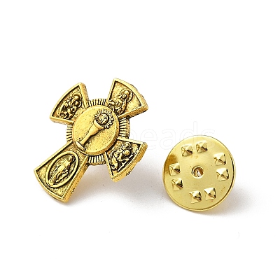 Cross Alloy Black Enamel Pins Brooches JEWB-M049-01AG-02-1