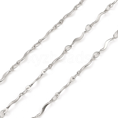 Tarnish Resistant Handmade 304 Stainless Steel Wave Bar Link Chains CHS-G025-06P-1
