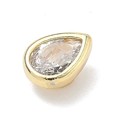 Teardrop Brass Micro Pave Cubic Zirconia Cabochons KK-P345-13G-B-1