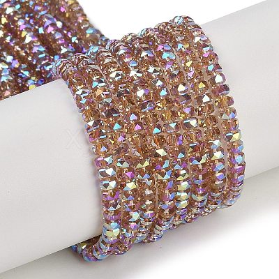 Electroplate Glass Beads Strands GLAA-Q105-03D-1