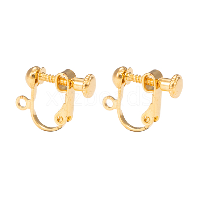 Brass Screw On Clip-on Earring Findings X-KK-L164-01G-1