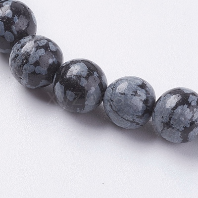 Natural Snowflake Obsidian Beads Strands G-G515-8mm-01-1