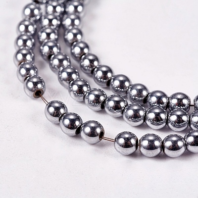 Electroplate Non-magnetic Synthetic Hematite Beads Strands G-J169A-3mm-02-1