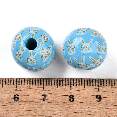 Easter Theme Printed Wood Beads WOOD-T032-22F-1
