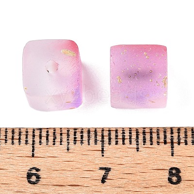 Frosted Glass Beads with Golden Glitter Powder DGLA-NH001-8mm-01J-1