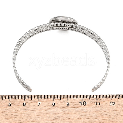 304 Stainless Steel Blank Cuff Bangle Bases with Flat Round Tray SA-CBA82C8-05C-P-1