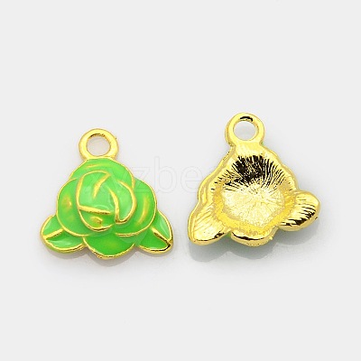 Golden Tone Alloy Enamel Flower Pendants LS-ENAM-J451-03G-1