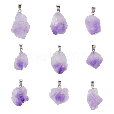 20Pcs Natural Amethyst Pendants G-FI0001-33-1