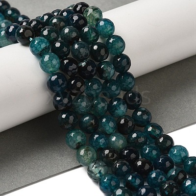 Dyed & Heated Natural Dragon Veins Agate Beads Strands G-P539-A01-28-1