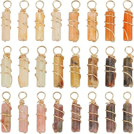 Fingerinspire 24Pcs 3 Style Natural Jade Pendants FIND-FG0001-61-1