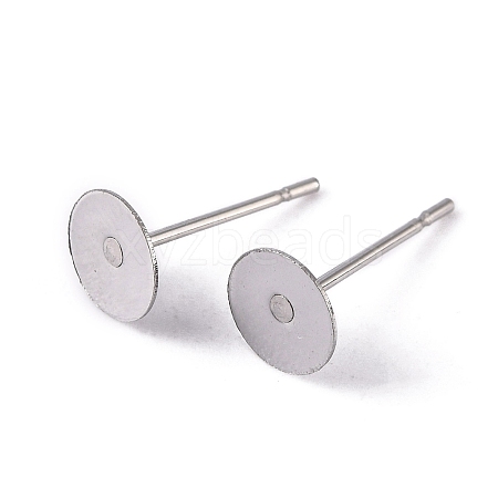 Non-Tarnish 304 Stainless Steel Flat Round Blank Peg Stud Earring Findings X1-STAS-S028-25-1