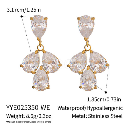 304 Stainless Steel Dangle Stud Earrings CT6883-2-1
