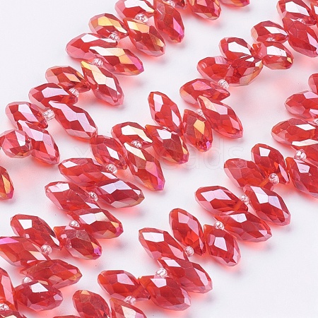 Electroplate Glass Faceted Teardrop Beads Strands X-EGLA-D014-16-1