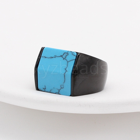 Rectangle Synthetic Turquoise Finger Ring FIND-PW0021-08B-EB-1