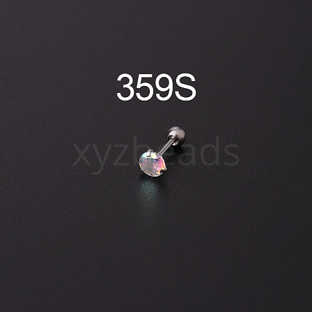 316L Surgical Stainless Steel Clear AB Cubic Zirconia Flat Round Cartilage Earrings WGE6C84-11-1