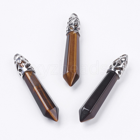 Natural Tiger Eye Pointed Pendants G-F228-07K-RS-1