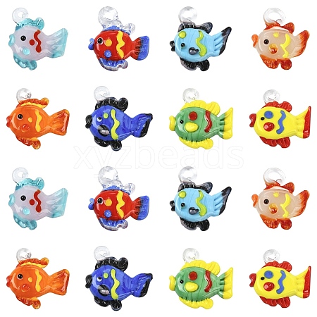 8Pcs 8 Colors Handmade Lampwork Pendants LAMP-YW0004-33-1