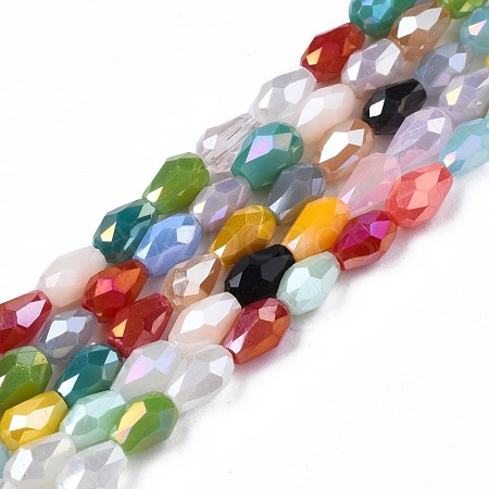 Electroplate Opaque Solid Color Glass Beads Strands EGLA-N006-026-1