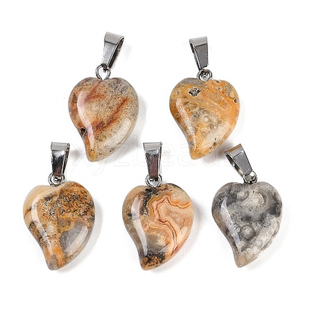 Natural Crazy Agate Heart Pendants G-H073-03P-13-1