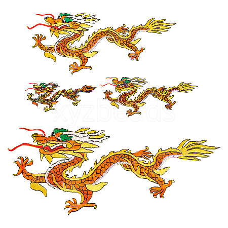  4Pcs 4 Styles Dragon Embroidery Iron on/Sew on Patches DIY-NB0010-88-1