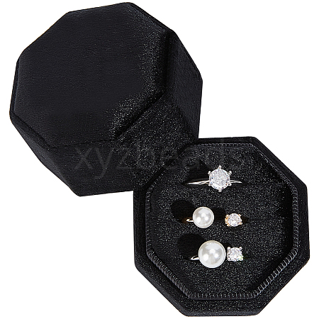 Velvet Cover Plastic Couple Ring Box VBOX-WH20001-02B-1