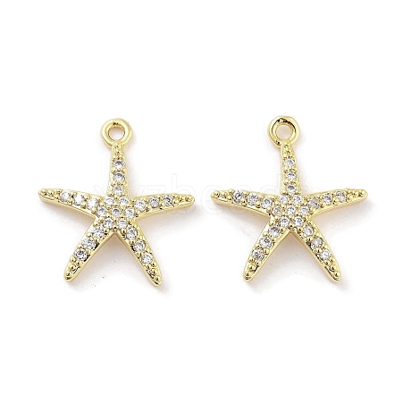 Brass Micro Pave Clear Cubic Zirconia Pendants ZIRC-P120-05G-1