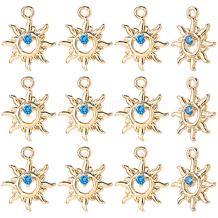 12Pcs Brass Micro Pave Cubic Zirconia Charms KK-DC0005-19-1