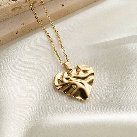 304 Stainless Steel Textured Pendant Necklaces for Women WG28923-03-1