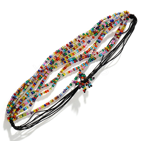 Bohemian Style Multilayer Adjustable Glass Braided Bead Style Bracelets GJ4966-2-1