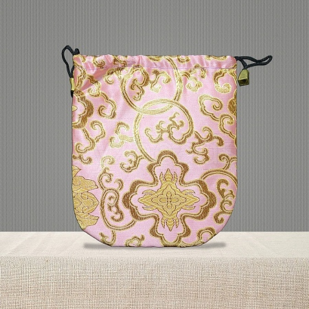 Chinese Style Brocade Drawstring Gift Blessing Bags PW-WG35235-03-1