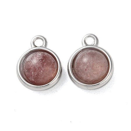 Natural Strawberry Quartz Half Round Charms STAS-L022-397A-P-1