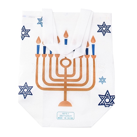 Hanukkah Theme Non-Woven Reusable Folding Gift Bags with Handle ABAG-NH0001-01E-1