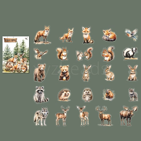 25Pcs Forest Theme PET Stickers PW-WG36A71-01-1