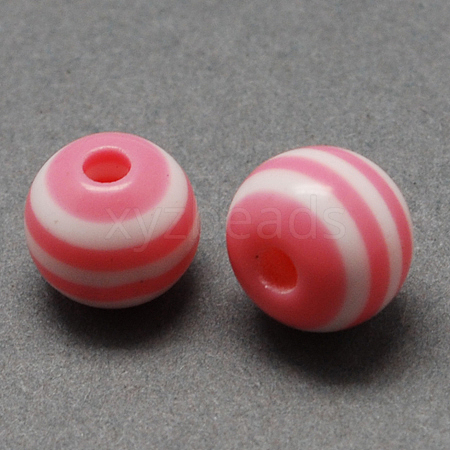 Round Striped Resin Beads RESI-R158-10mm-06-1