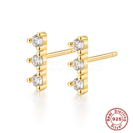 Golden Sterling Silver Micro Pave Cubic Zirconia Stud Earrings for Women OU2217-1-1