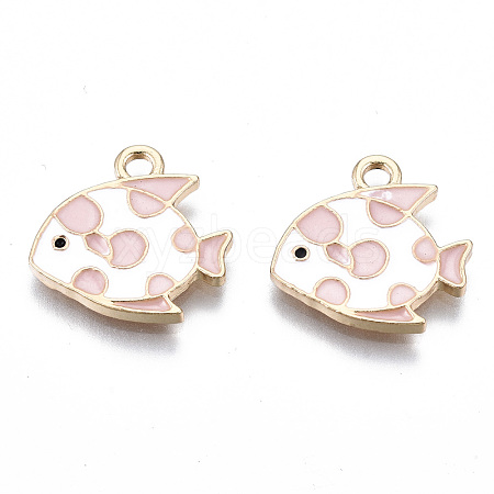 Light Gold Plated Alloy Enamel Pendants X-ENAM-T009-85D-RS-1