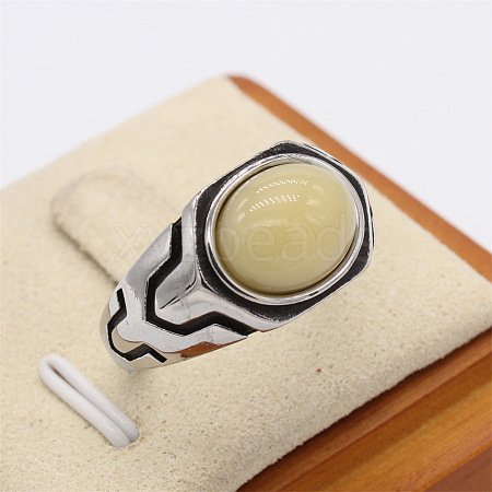 316L Surgical Stainless Steel and Synthetic Gemstone Finger Rings for Men FS-WG3E90C-05-1