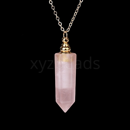 Natural Rose Quartz Perfume Bottle Pendant Necklace PW-WG2A891-09-1