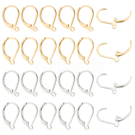 BENECREAT 40Pcs 4 Style Brass Leverback Earring Findings KK-BC0009-59-1