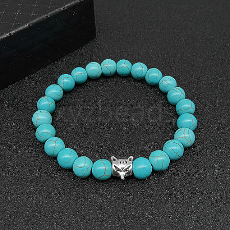 Synthetic Turquoise Stretch Bracelets for Women Men IS4293-13-1
