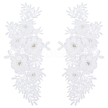 Flower Pattern Polyester Embroidered Lace Appliques DIY-WH0308-455B-1