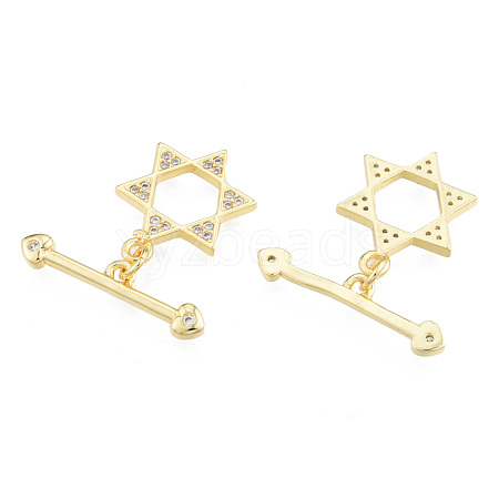 Brass Pave Clear Cubic Zirconia Toggle Clasps KK-N231-400-1