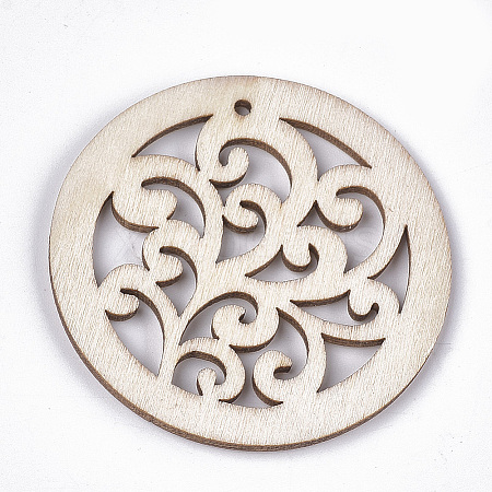 Undyed Wood Big Pendants X-WOOD-T016-08C-1