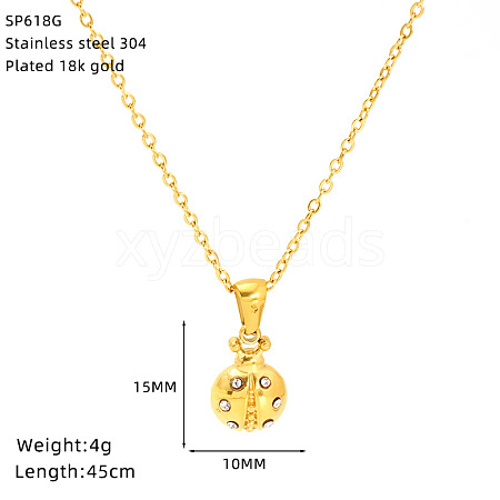304 Stainless Steel Crystal Rhinestone Pendant Necklaces for Women WG07512-07-1