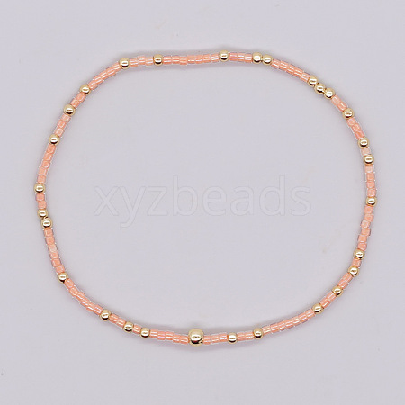 Bohemian Style Rainbow Glass & Brass Beaded Handmade Fashion Women's Bracelet QD2599-9-1