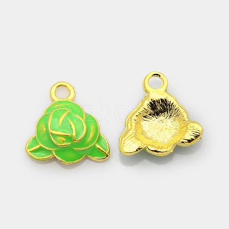 Golden Tone Alloy Enamel Flower Pendants LS-ENAM-J451-03G-1