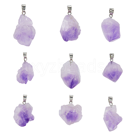 20Pcs Natural Amethyst Pendants G-FI0001-33-1